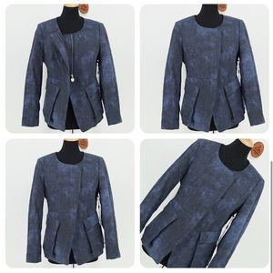 NWT Donna Karan New York Indigo Blue Patch Flap Pocket Blazer Size 10
